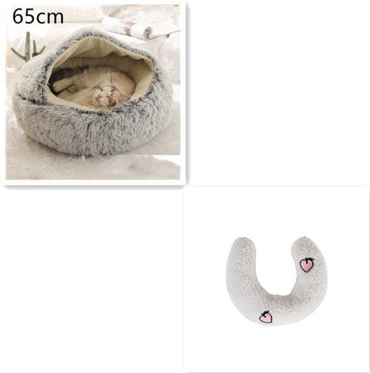 2 In 1 Dog And Cat Bed Pet Winter Bed Round