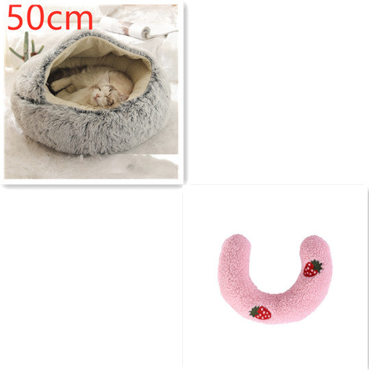 2 In 1 Dog And Cat Bed Pet Winter Bed Round