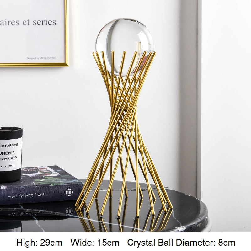 Golden Luxury Modern Metal Crystal Ball Crafts