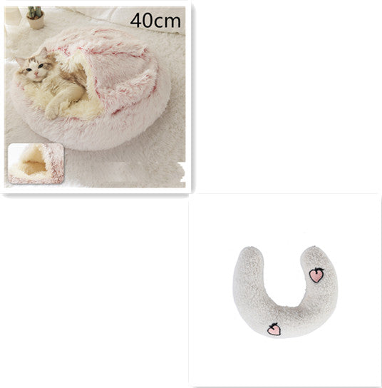 2 In 1 Dog And Cat Bed Pet Winter Bed Round